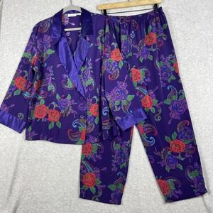 Victoria's Secret VTG Gold Label 2 Pc Floral Pajama Set Womens M 90s Lounge